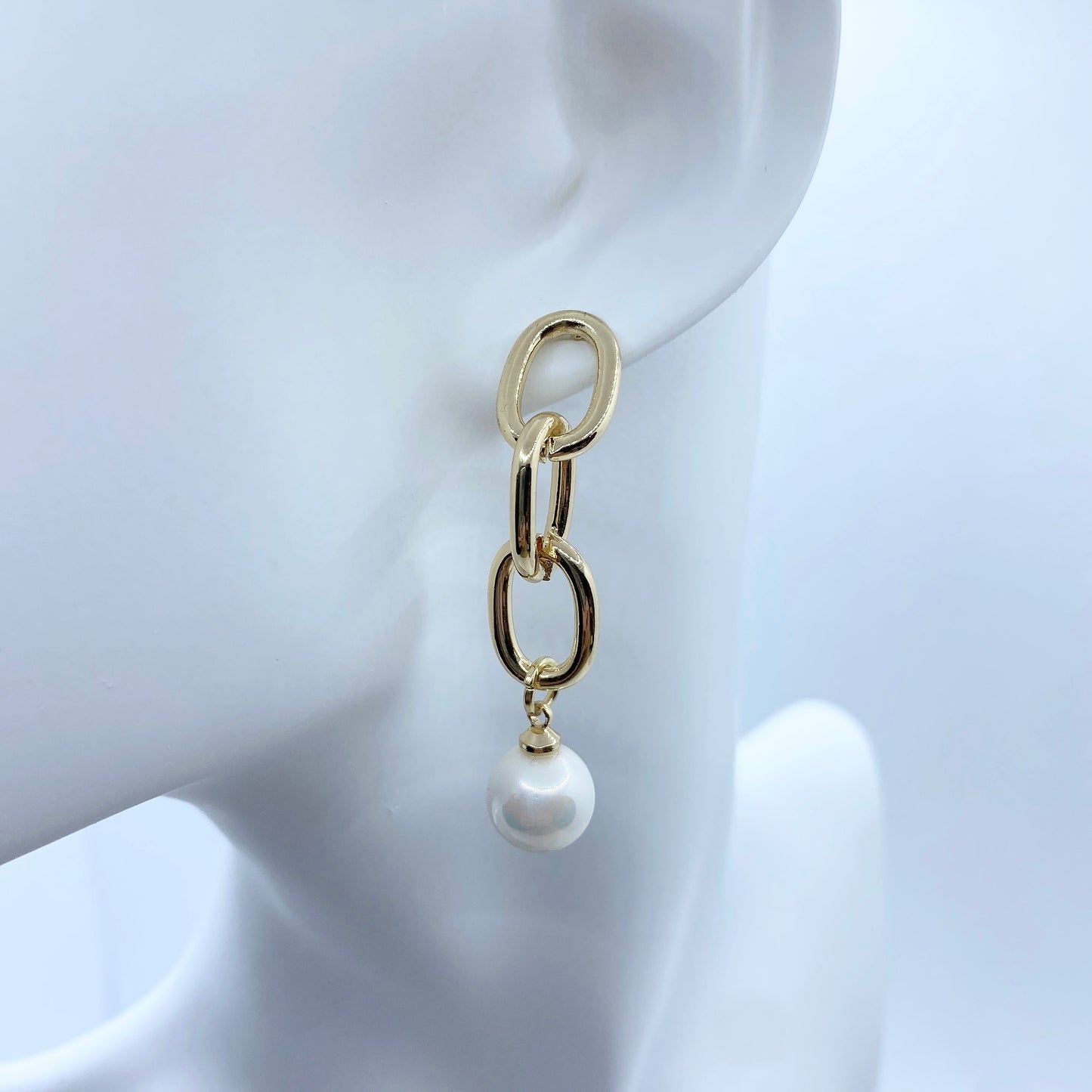 Link Chain Pearls Earrings