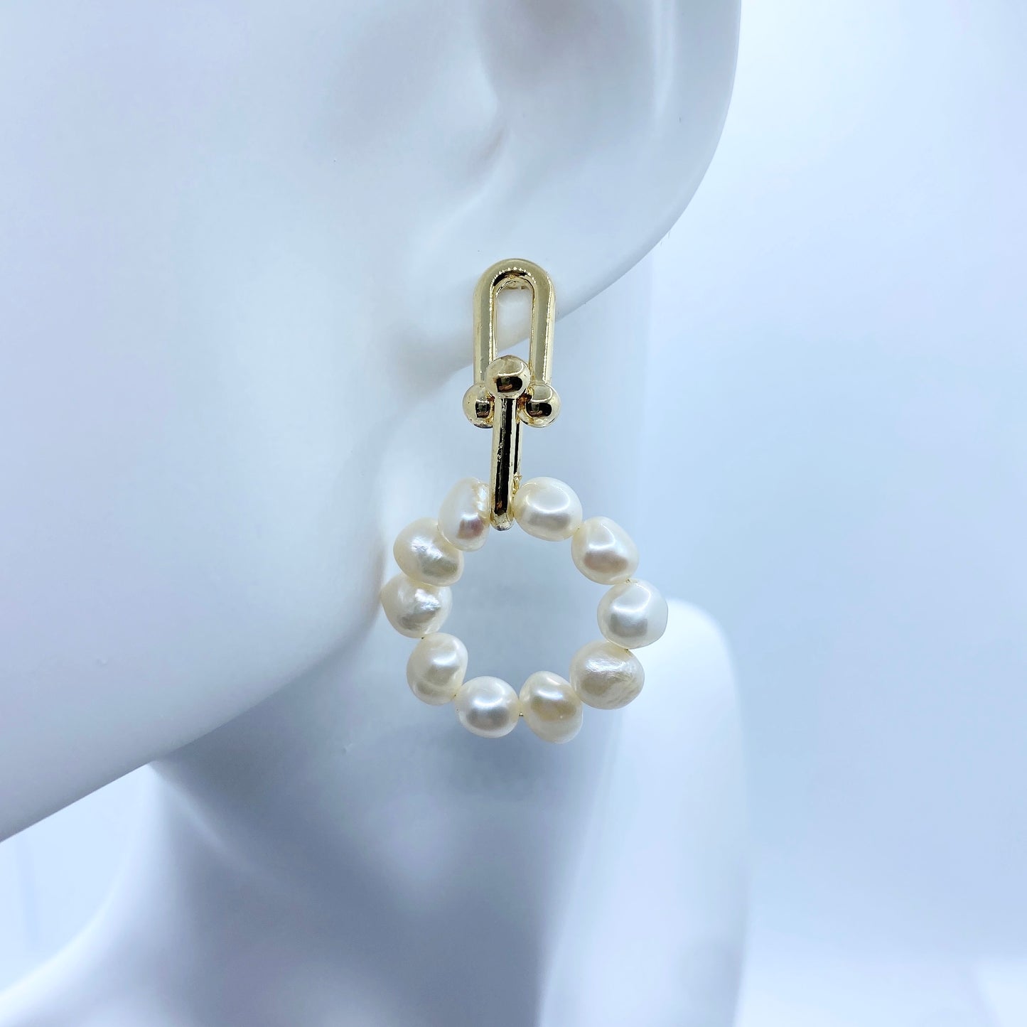 Circle Drop Freshwater Pearls Earrings