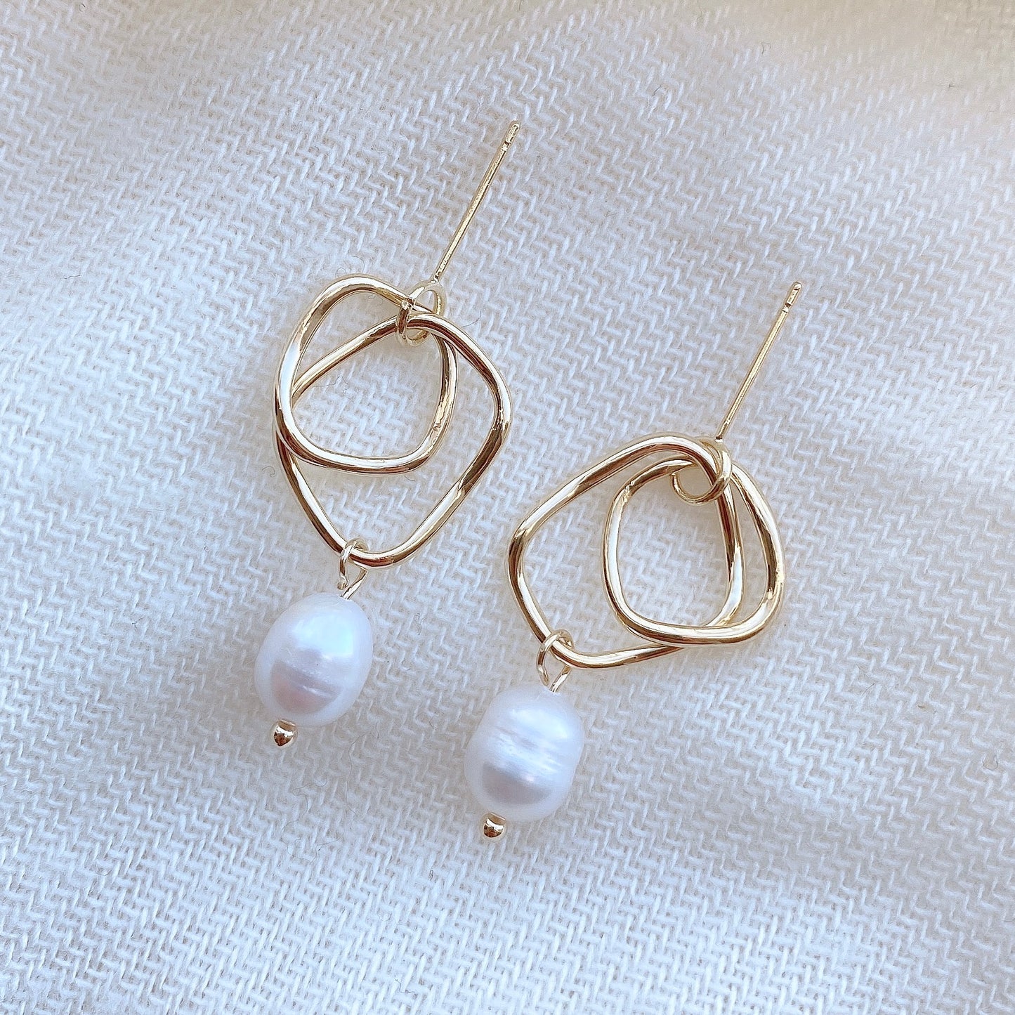 Double Irregular Freshwater Pearl Earrings