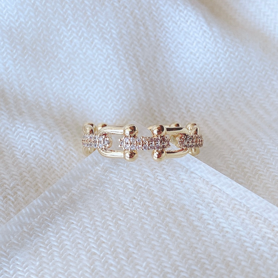 Chunky Chain CZ Ring